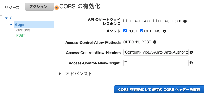 CORS有効化